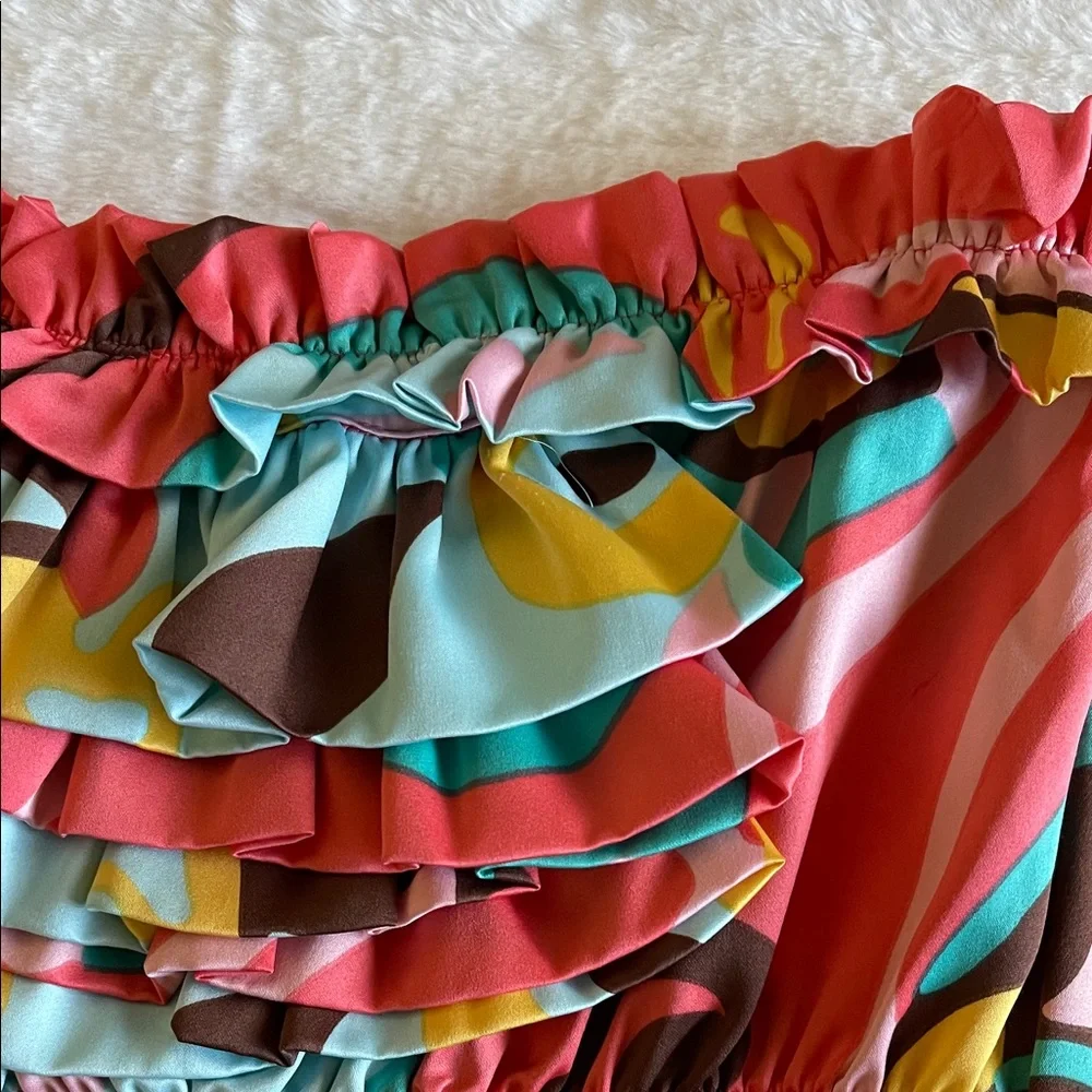 Judith Marsh Colorful Patterned Tweens Strapless Dress  SZ  0-3 - Picture 2 of 9